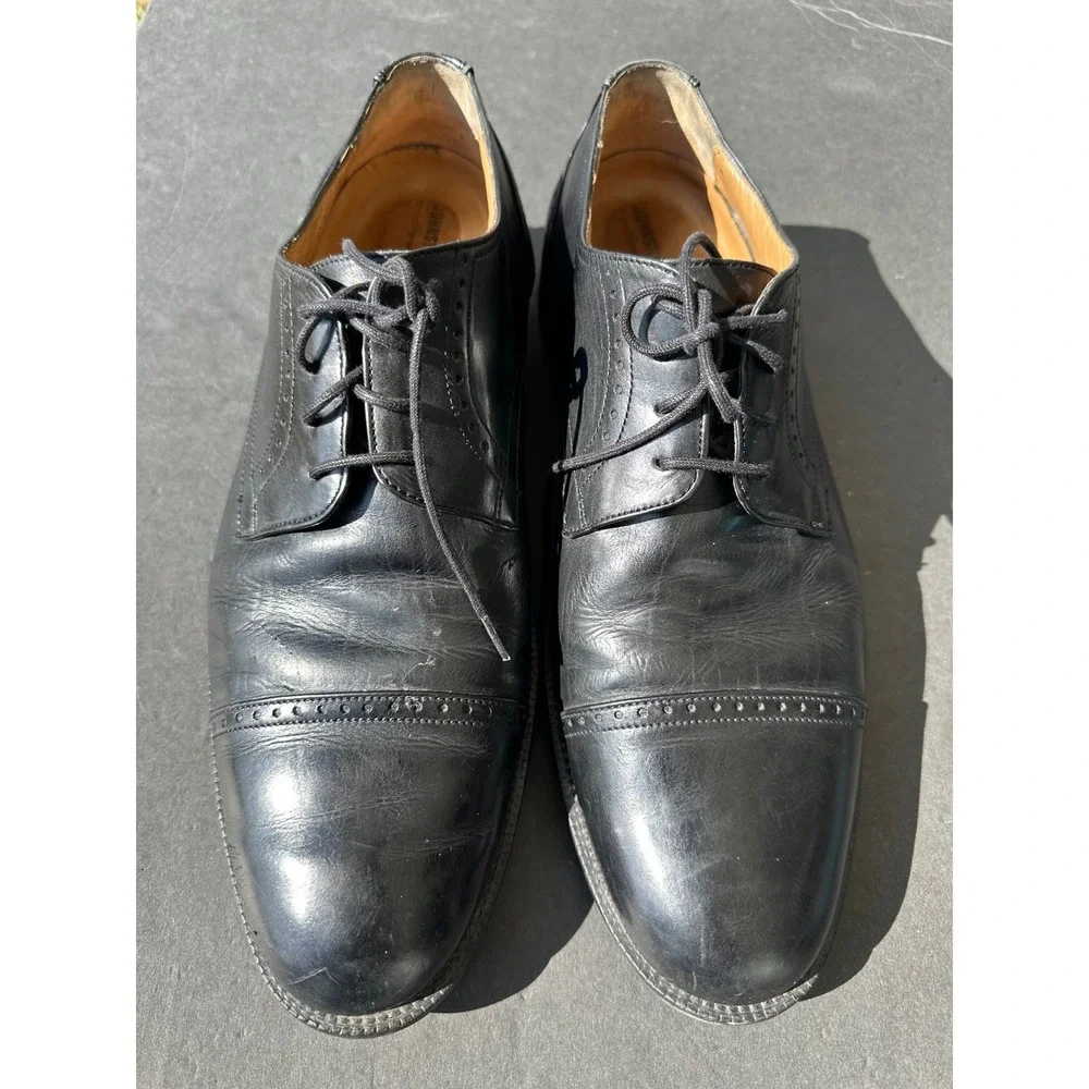 Johnston & Murphy Signature Series‎ Mens Black Leather Cap Toe Oxford Shoes 10.5